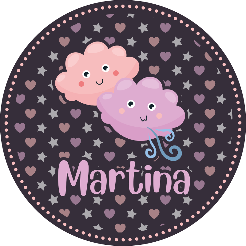 Alfombra vinílica con nombre Nube de estrellas y corazones con no - TenVinilo