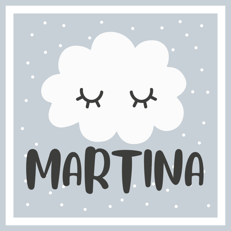 Alfombra vinílica bebé nube gris con nombre - TenVinilo