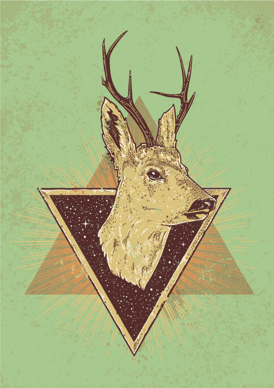 Alfombra vinílica animales cabeza de ciervo estilizada - TenVinilo