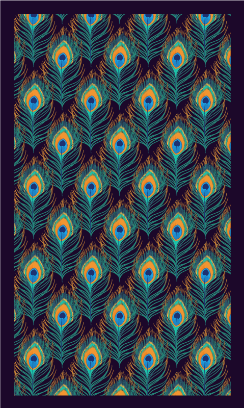 Alfombra vinílica dormitorio motivo de plumas de pavo real - TenVinilo