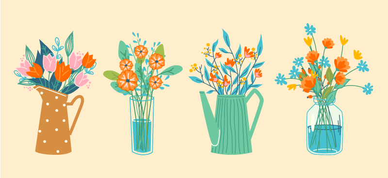 Alfombra vinílica flores exhibición de centro de mesa floral - TenVinilo