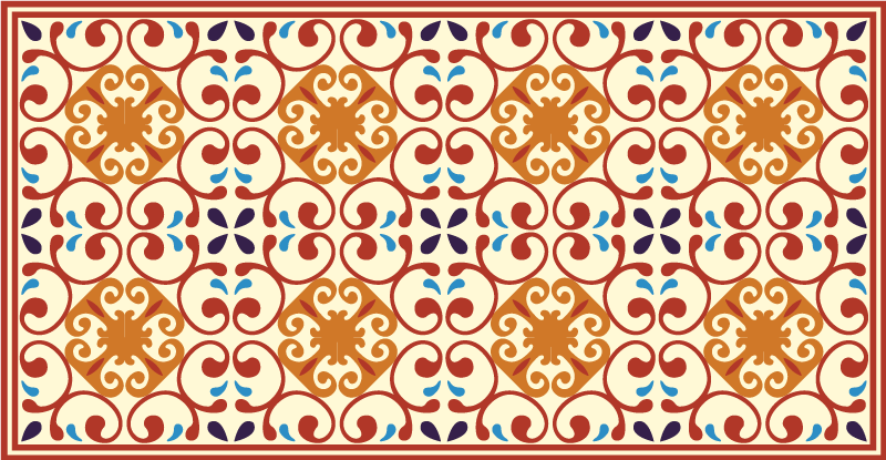 Alfombra vinílica mosaico elaborado motivo botánico - TenVinilo