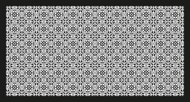 Alfombra vinílica hidráulica patrón floral negro - TenVinilo