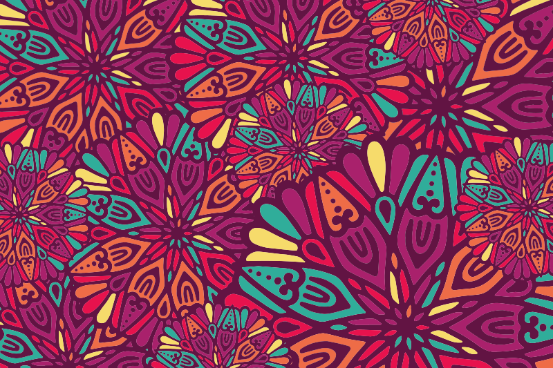 Alfombra vinílica mandala motivo morado vibrante - TenVinilo