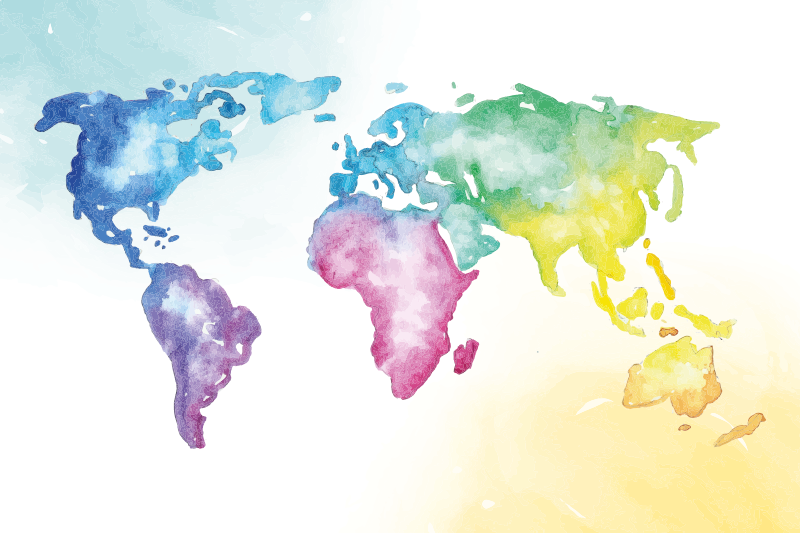 Alfombra vinílica mapamundi mapa global vibrante - TenVinilo