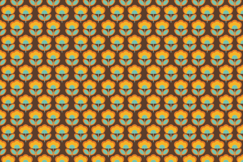 Alfombra vinílica flores diseño marrón vintage - TenVinilo