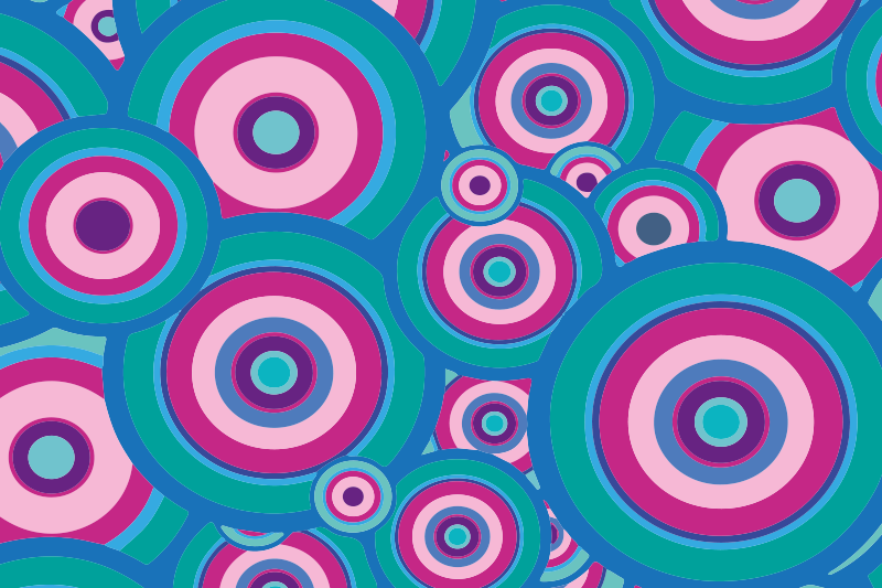 Alfombra vinílica geométrica motivos circulares coloridos - TenVinilo