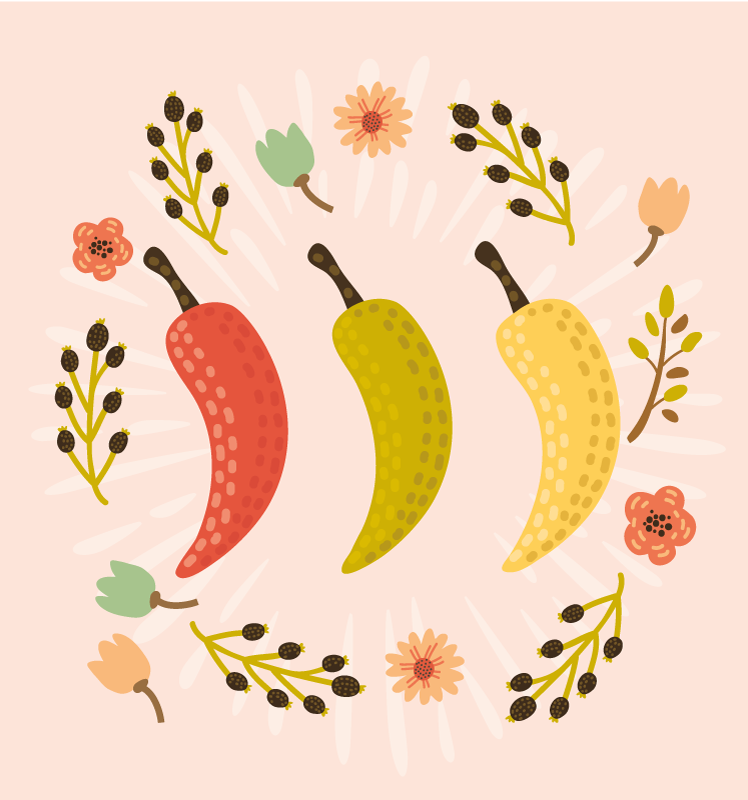 Alfombra vinílica cocina guindillas coloridas - TenVinilo