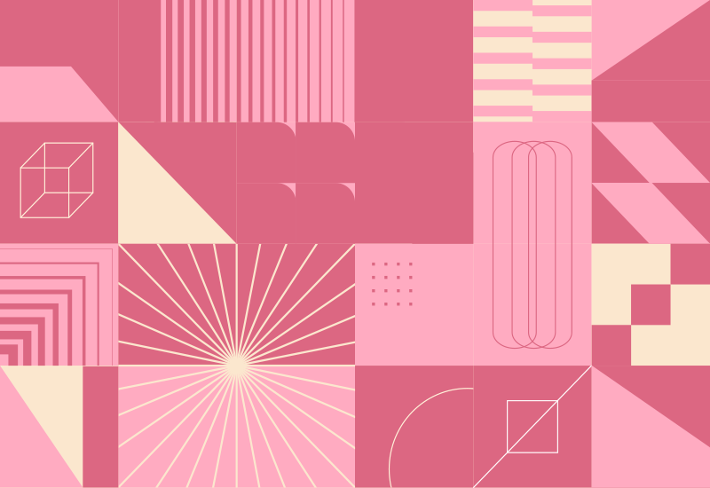 Alfombra vinílica moderna patrones geométricos rosas - TenVinilo