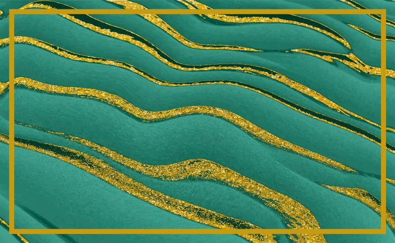 Alfombras vinílicas modernas Efecto mármol verde y dorado - TenVinilo