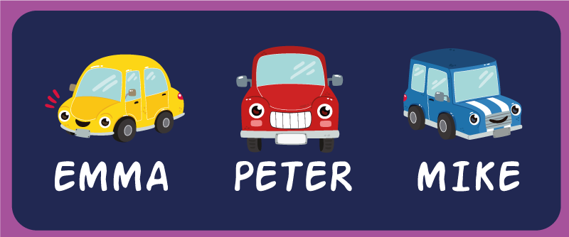 Alfombra vinílica con nombre Coches de colores - TenVinilo