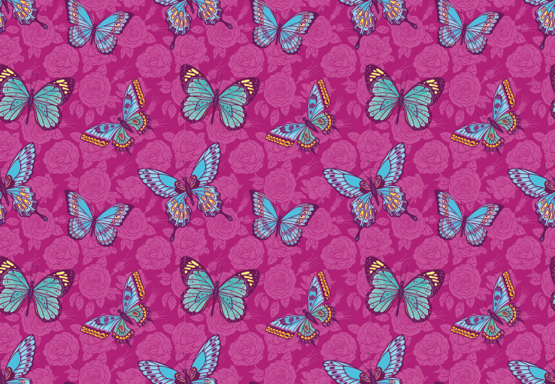 Alfombra vinílica bebé Mariposas volando y flores - TenVinilo