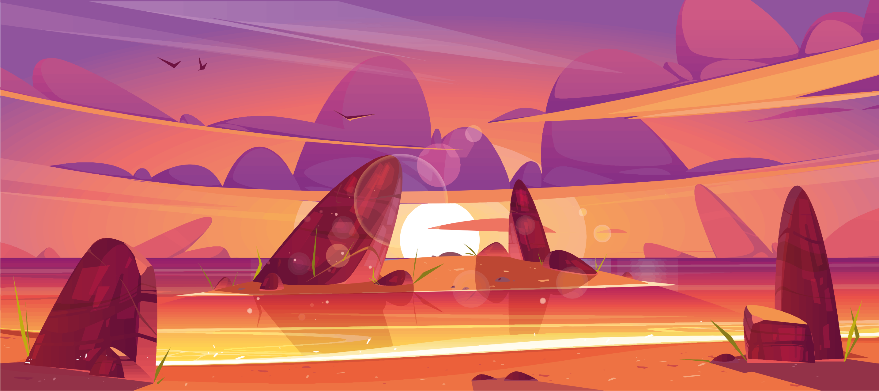 Alfombra vinílica naturaleza vistas del postre al atardecer - TenVinilo