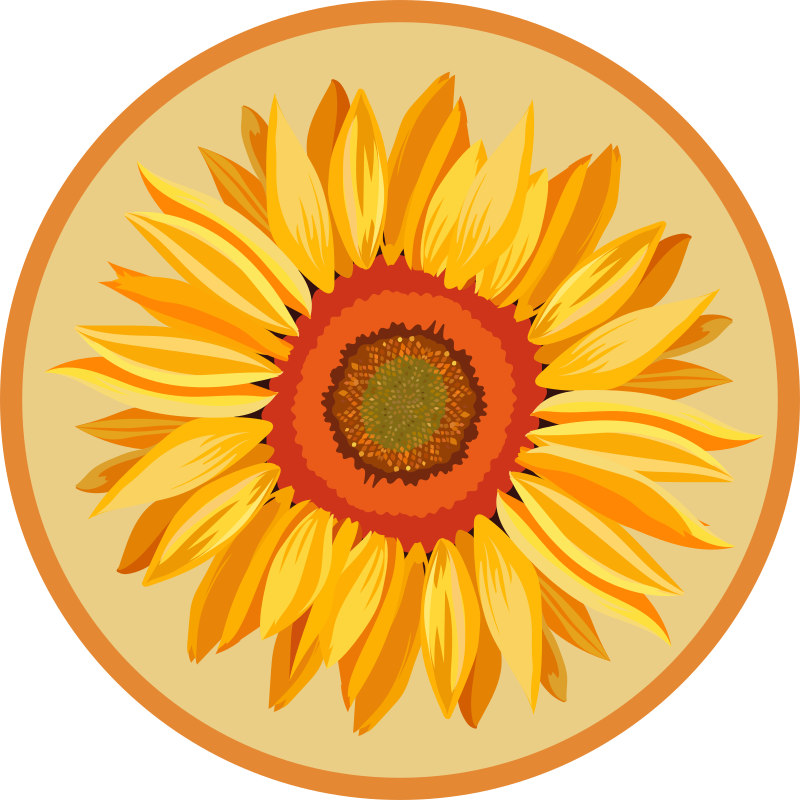 Alfombra vinílica dormitorio Gran girasol naranja - TenVinilo