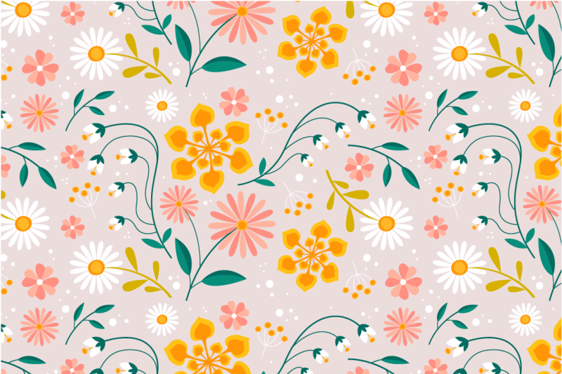 Alfombra vinílica flores diseño de campo de margaritas - TenVinilo