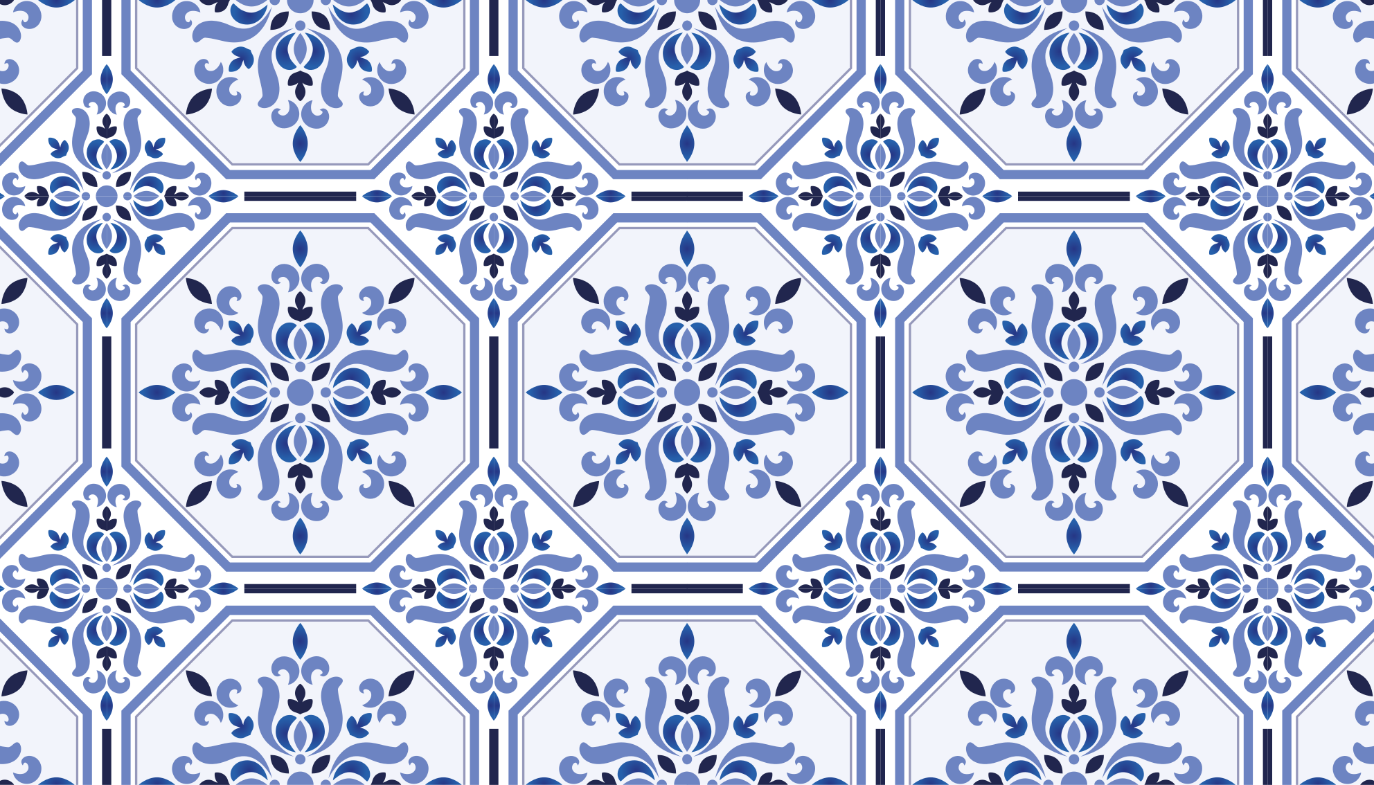 Alfombra vinílica hidráulica elementos de flor azul - TenVinilo
