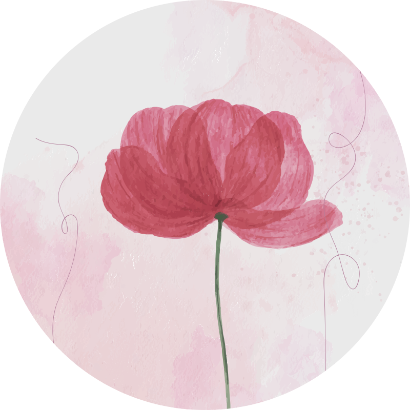 Alfombra vinílica flores diseño de amapola en acuarela - TenVinilo