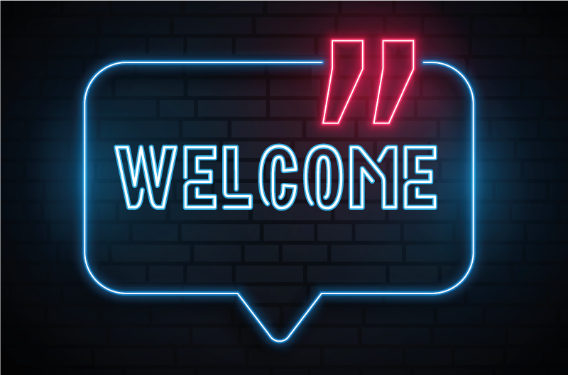 Alfombra vinílica recibidor letrero azul neón - TenVinilo