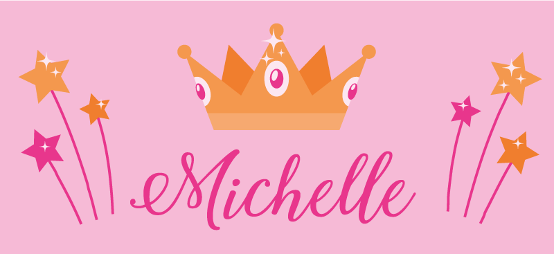 Alfombra vinílica infantil varitas y corona con nombre - TenVinilo