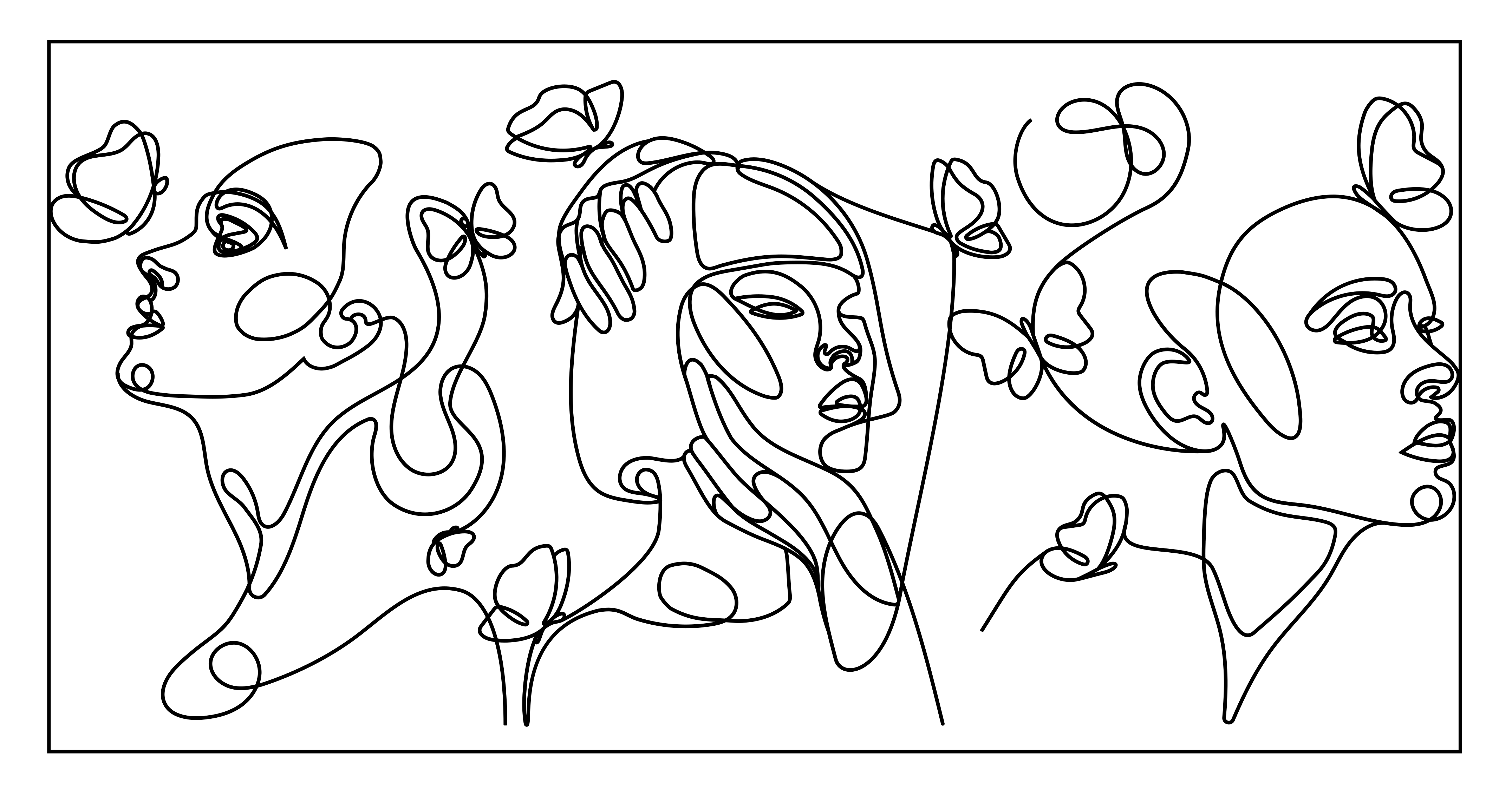 Alfombra vinílica moderna delinear caras de arte - TenVinilo