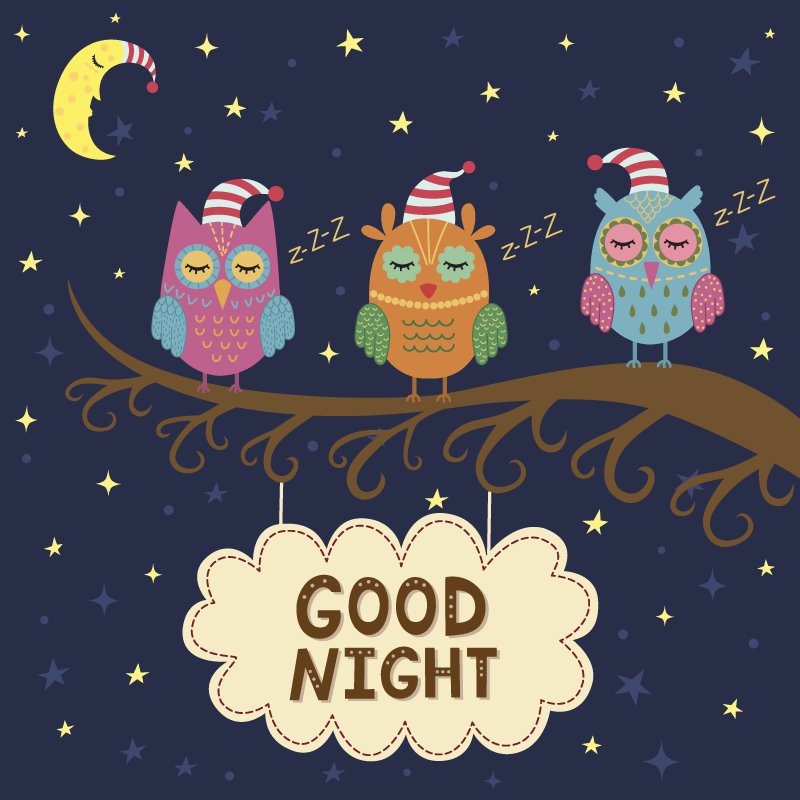 Alfombra vinílica dormitorio Búho dormido con gorra - TenVinilo