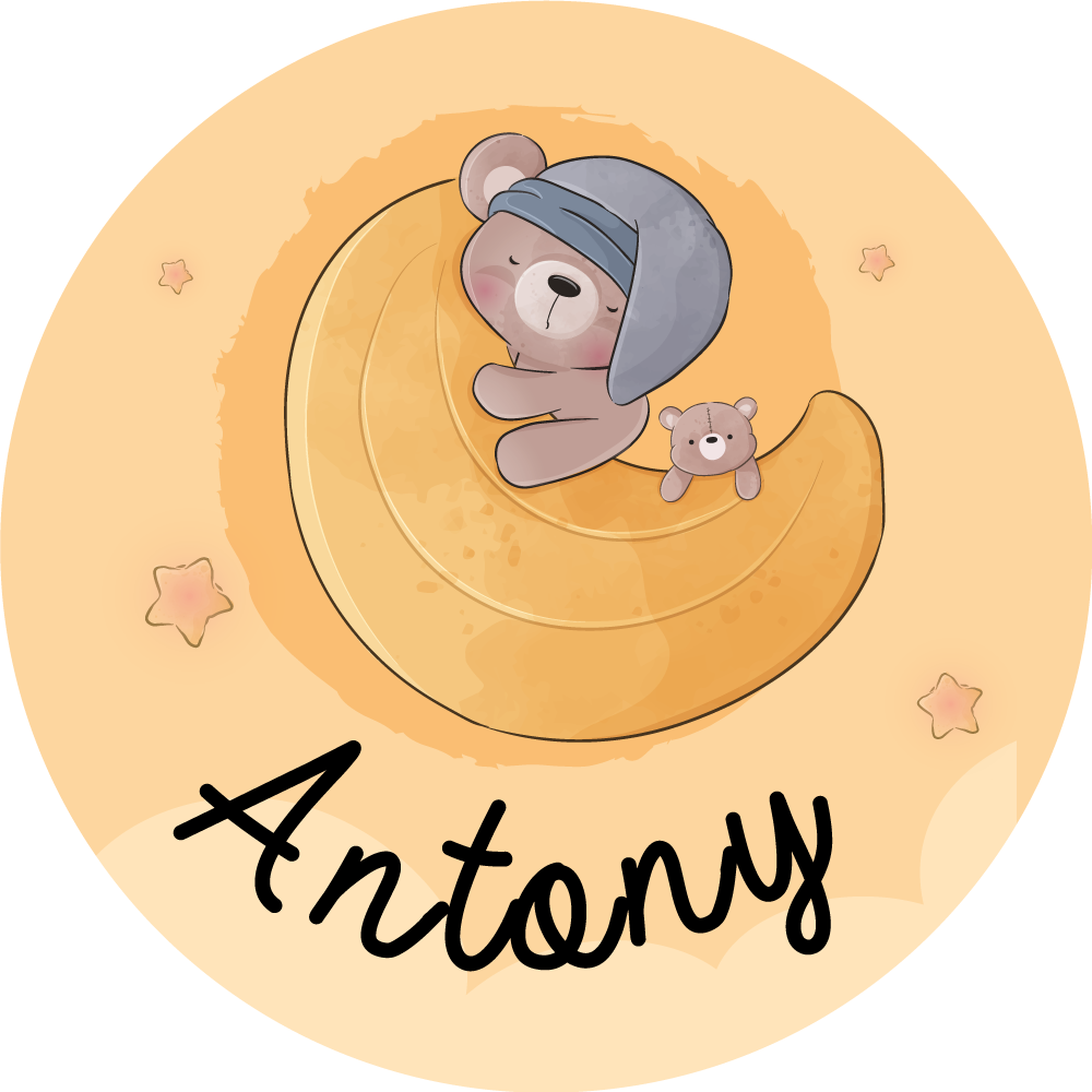 Alfombra vinílica personalizable oso dormilón con nombre - TenVinilo