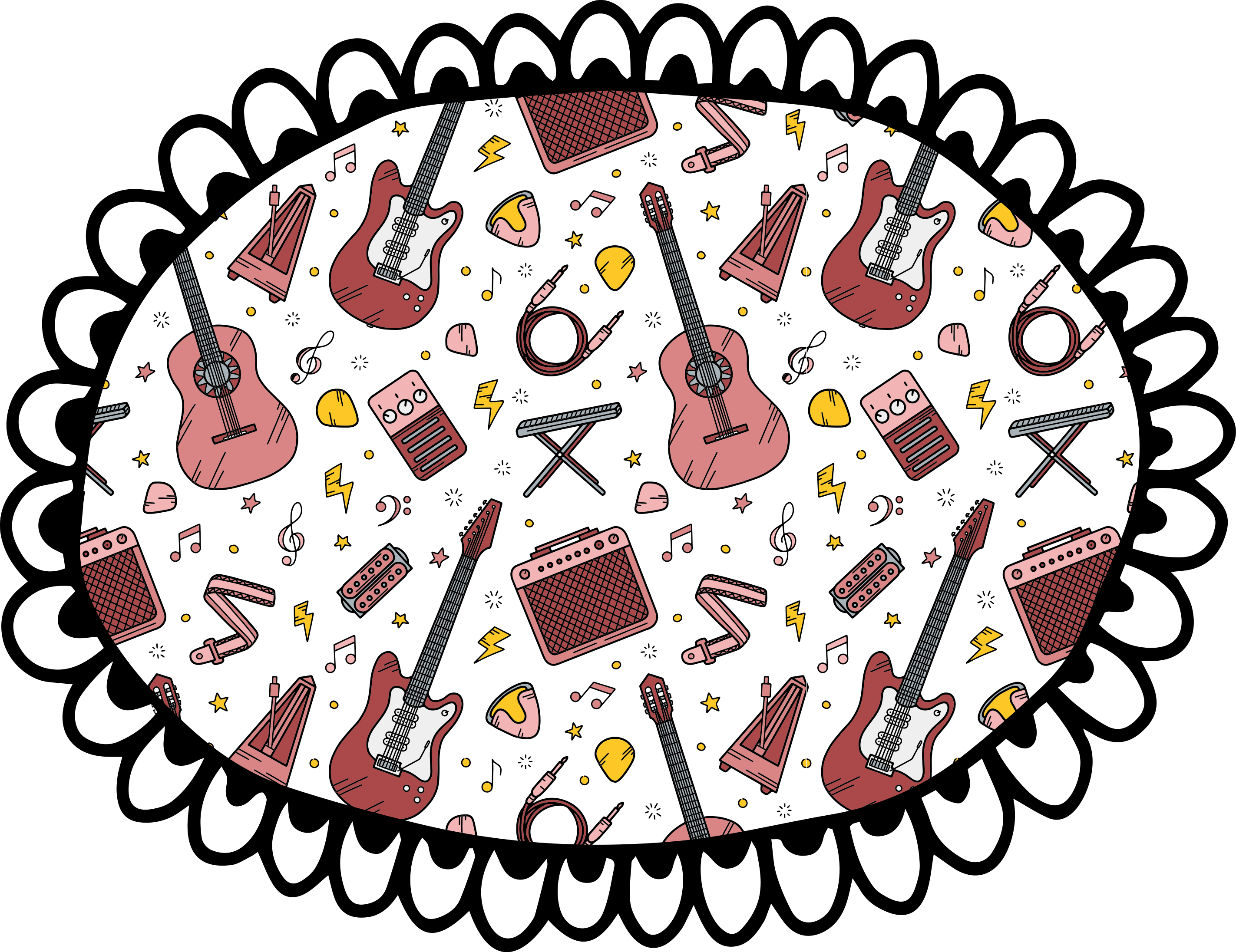 Alfombra vinílica infantil motivo de elementos musicales - TenVinilo