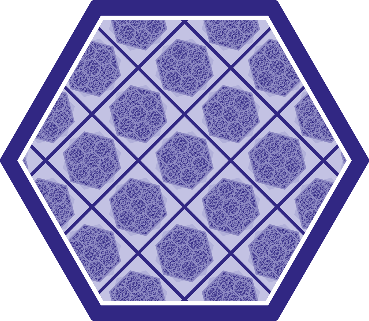 Alfombra vinílica baño patrón hexagonal morado - TenVinilo