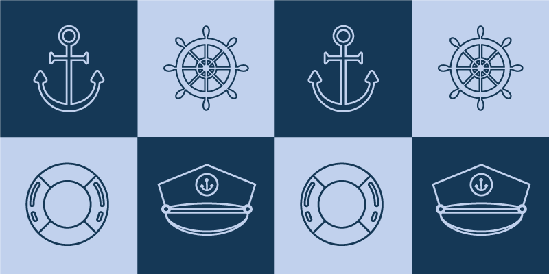 Alfombra vinílica mapamundi iconos de temática náutica - TenVinilo