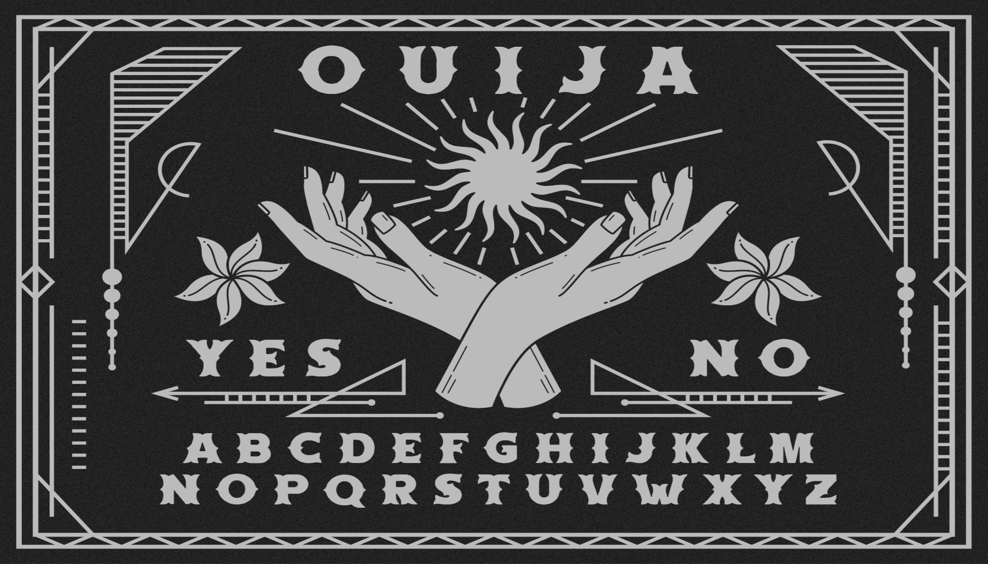 Alfombra vinílica vintage Tablero de ouija blanco y negro - TenVinilo