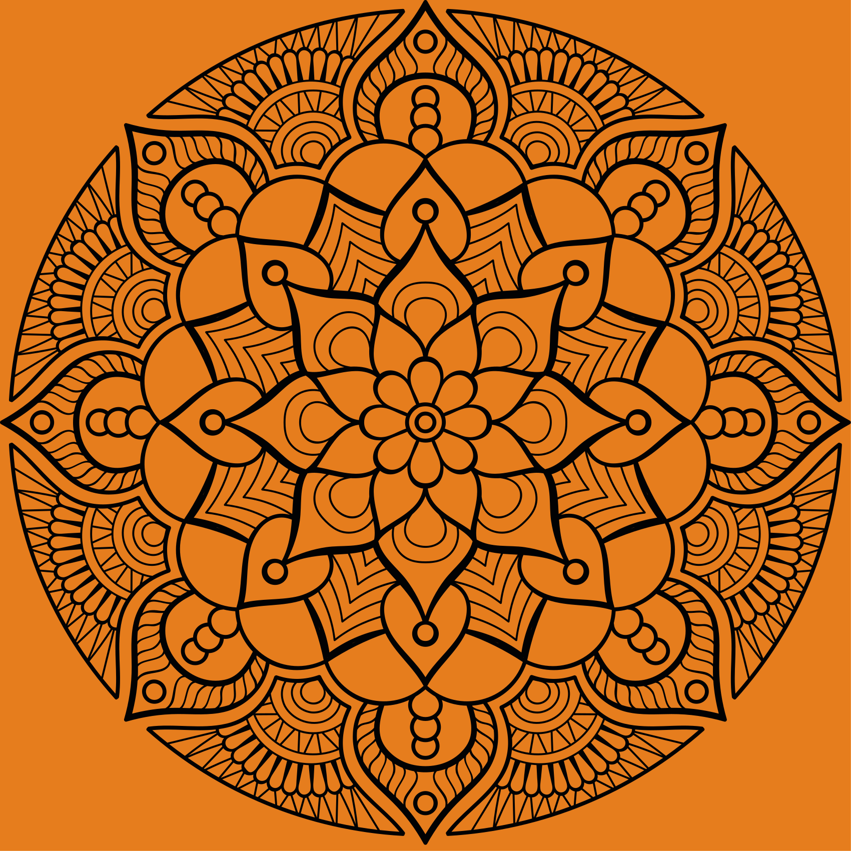 Alfombra vinílica mandala patrón mandarina - TenVinilo