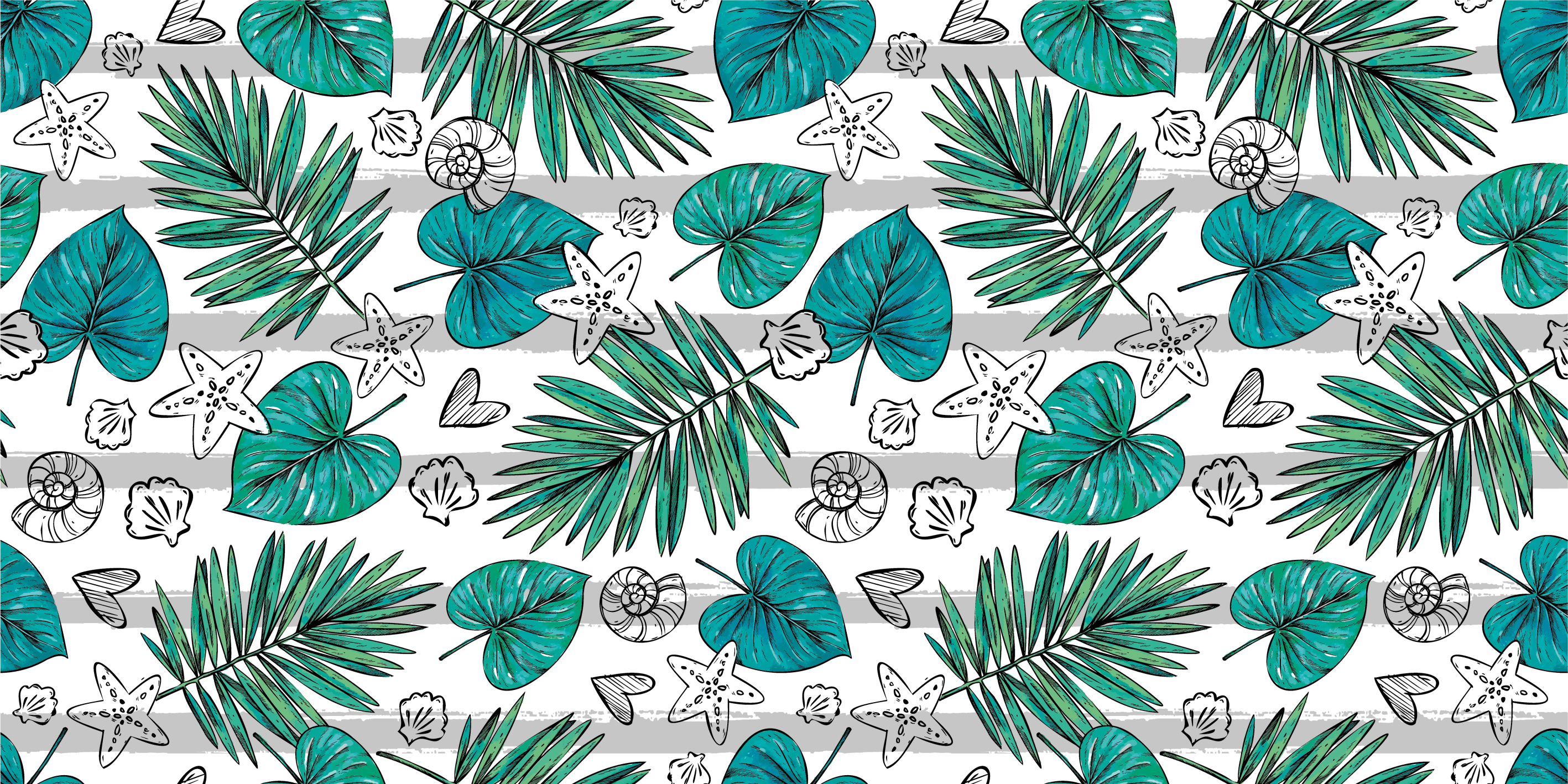 Alfombra vinílica naturaleza ilustraciones tropicales - TenVinilo