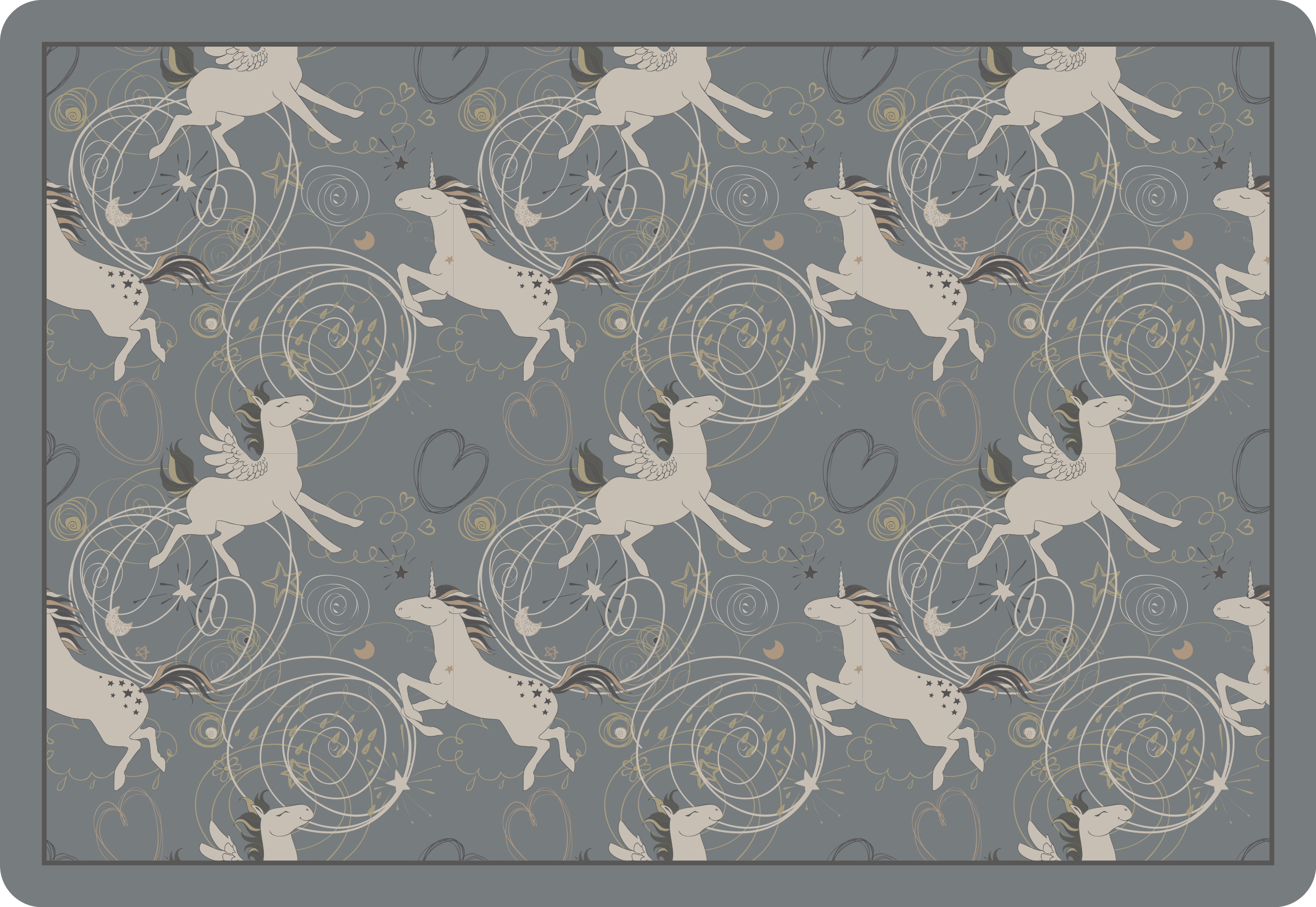 Alfombra vinílica infantil diseño de unicornios caprichosos - TenVinilo