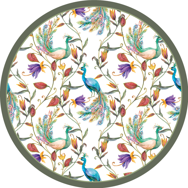 Alfombra vinílica flores espléndidas flores de pavo real - TenVinilo