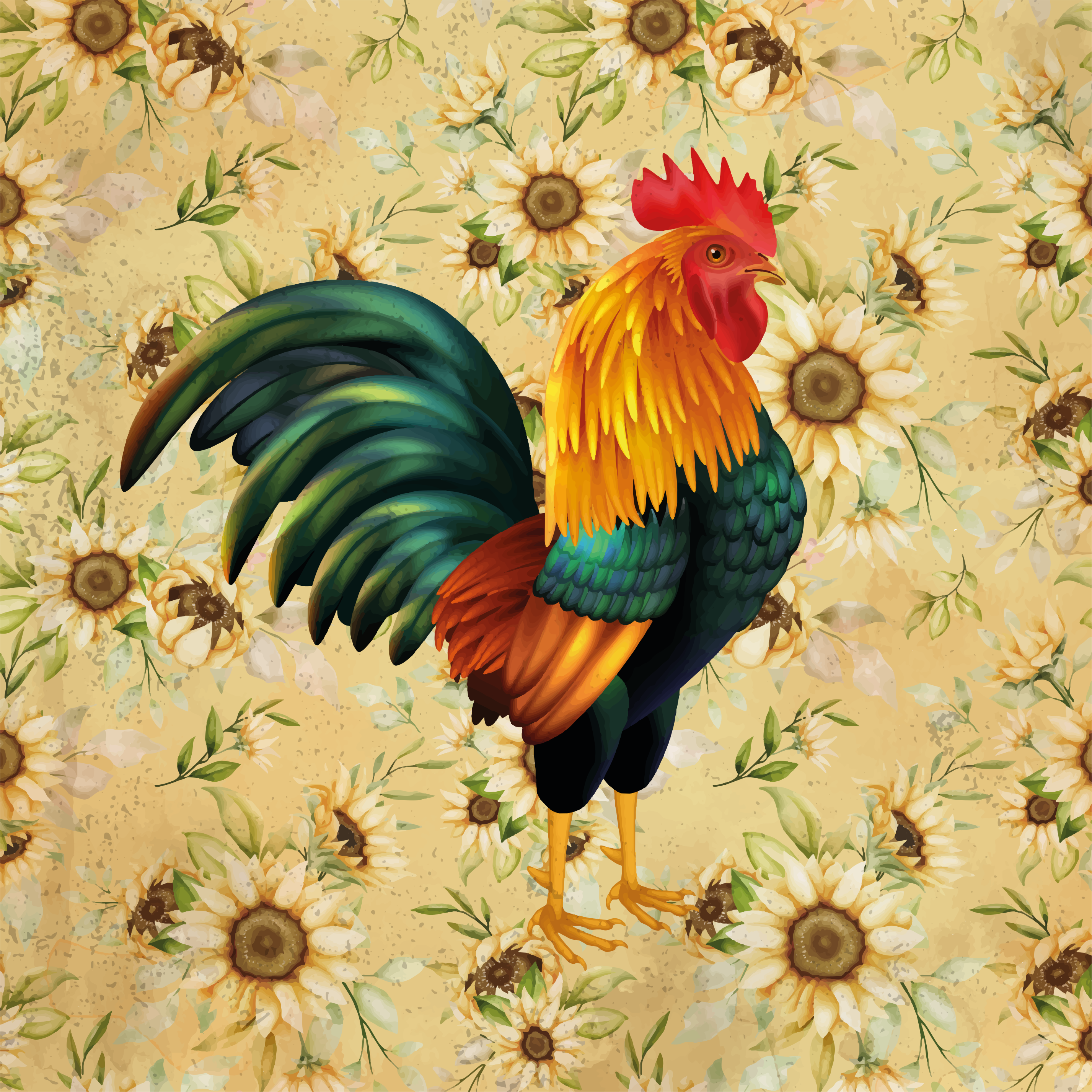 Alfombra vinílica flores gallo porud - TenVinilo