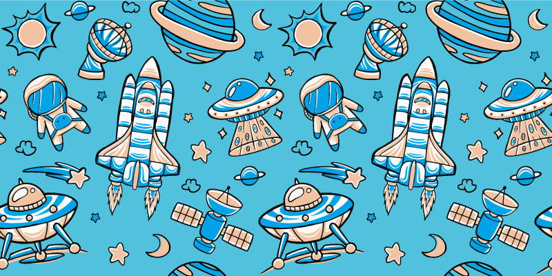 Alfombra vinílica de estrellas aventura espacial - TenVinilo