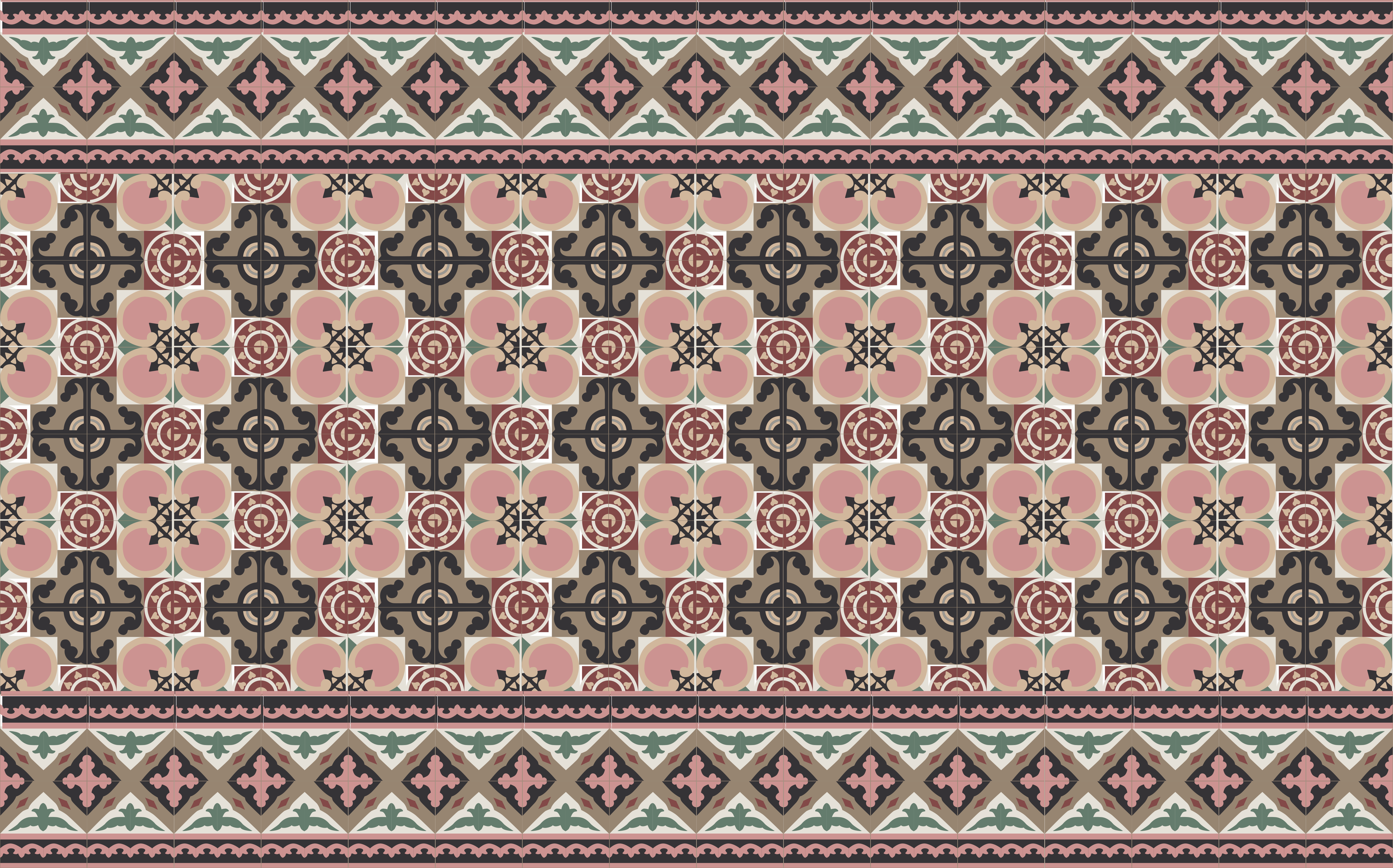 Alfombra vinílica cocina motivo botánico retro - TenVinilo