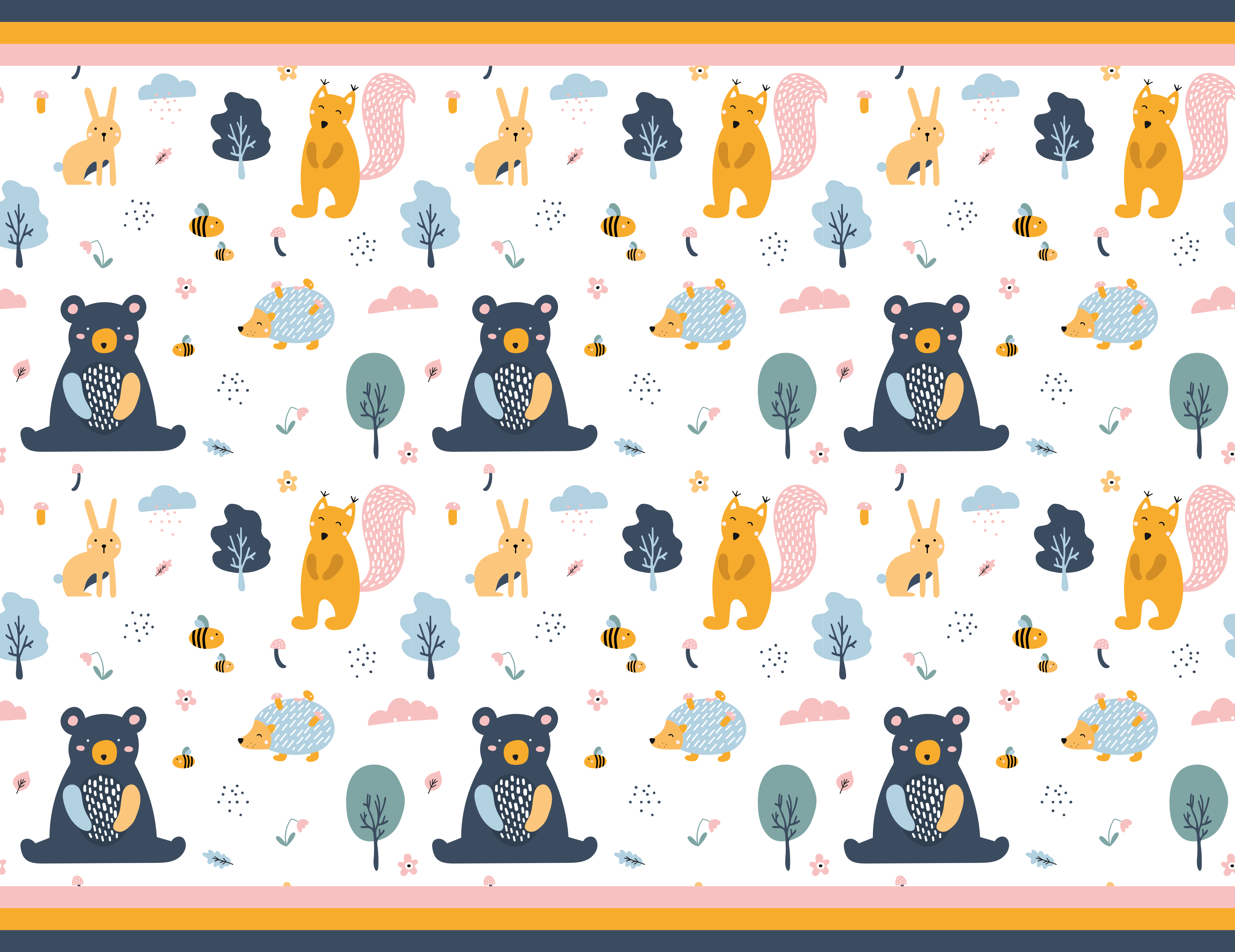 Alfombra vinílica infantil amigos del bosque escandinavo - TenVinilo