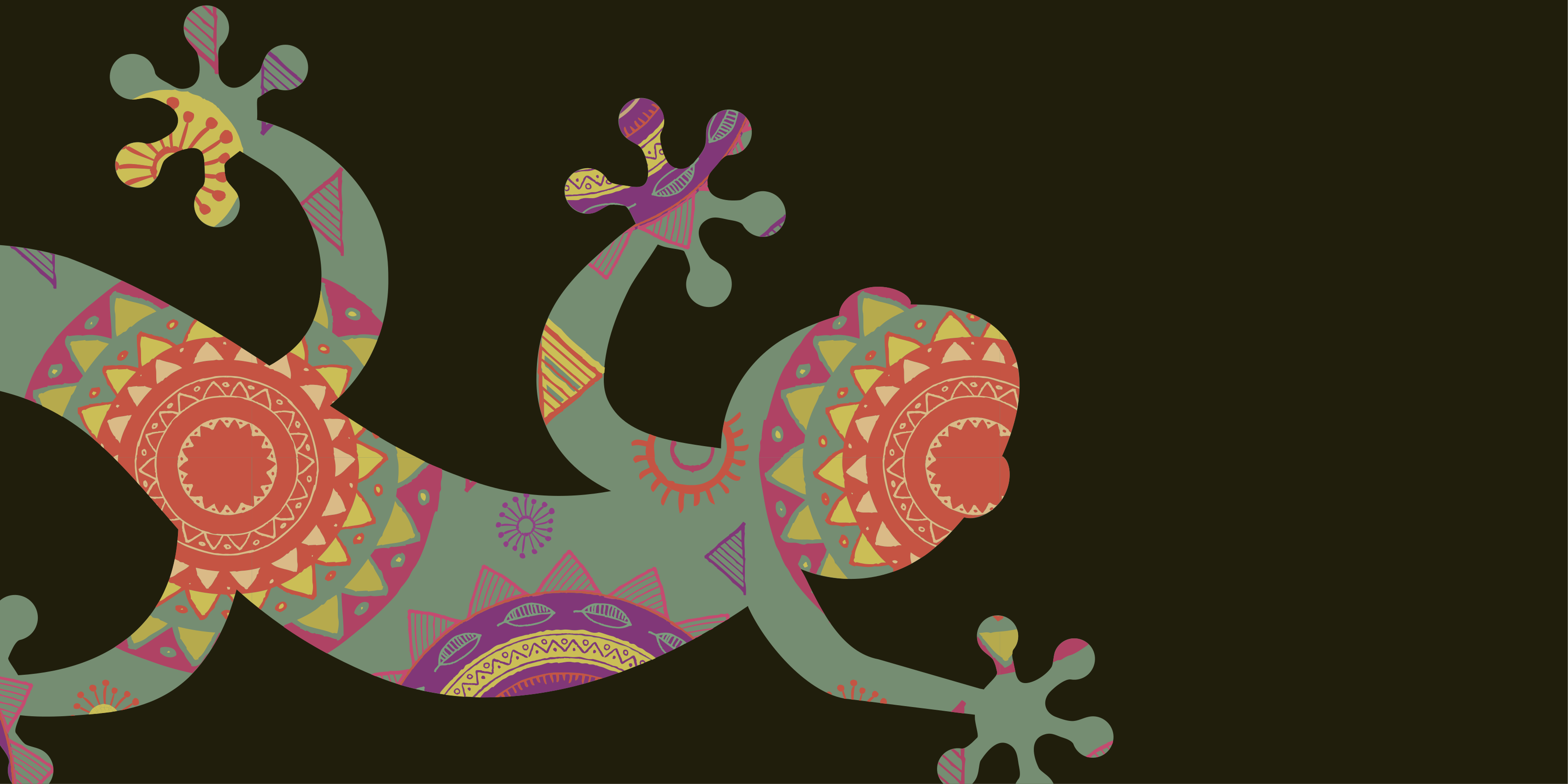 Alfombra vinílica mandala lagarto geométrico colorido - TenVinilo