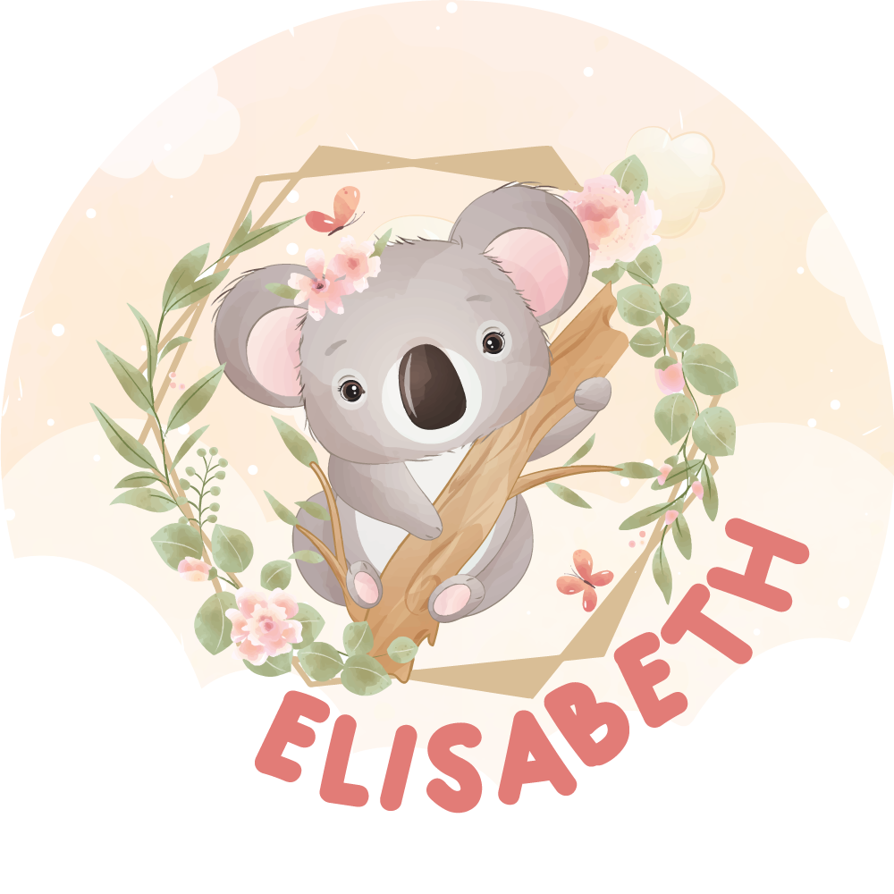 Alfombra vinílica personalizable arte de koala adorable - TenVinilo