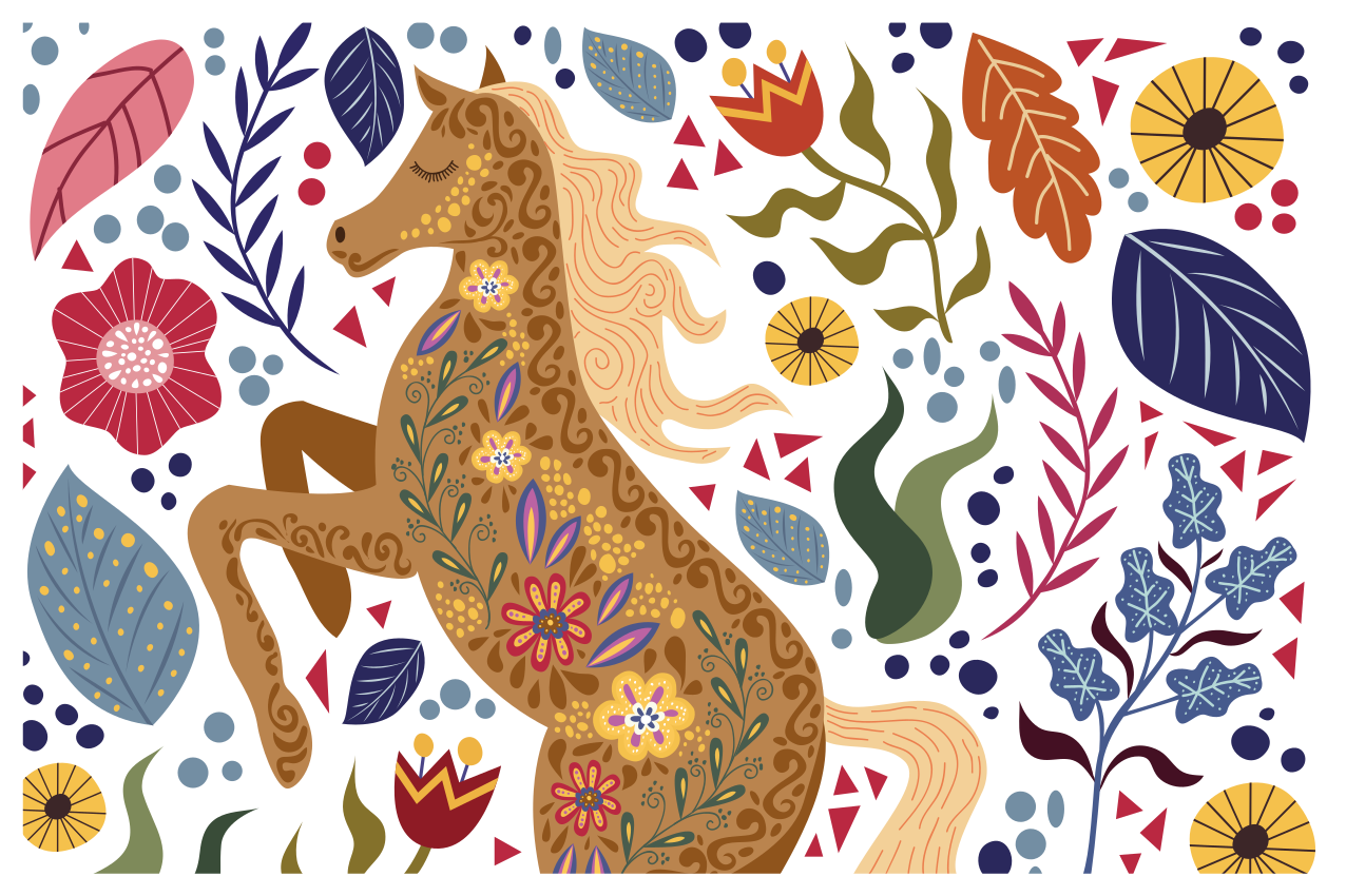 Alfombra vinílica animales arte de caballo majestuoso - TenVinilo