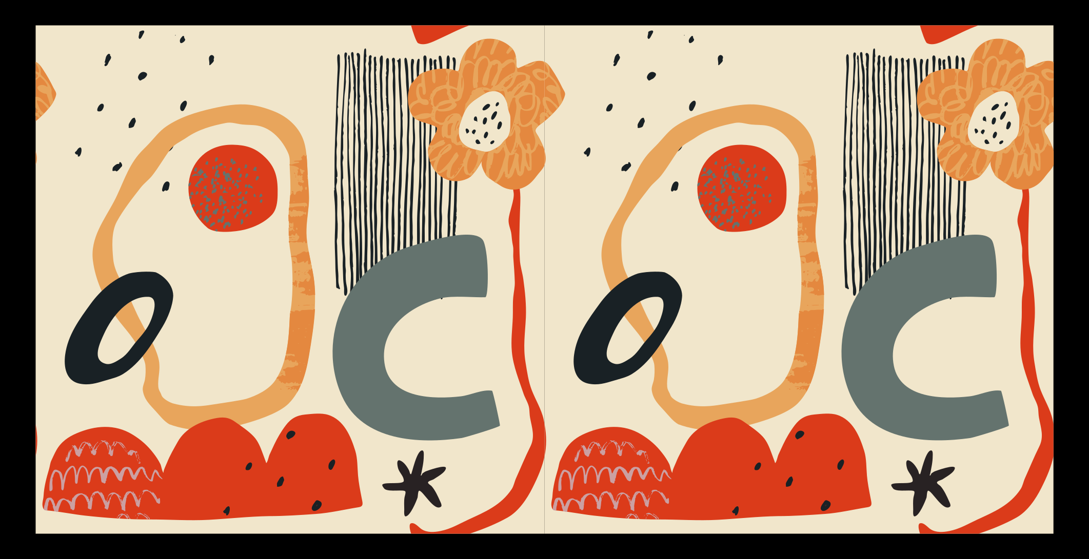 Alfombra vinílica moderna elementos florales llamativos - TenVinilo