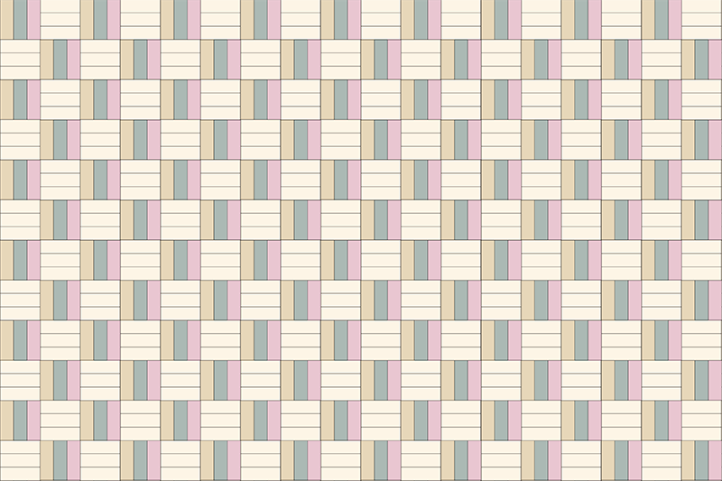 Alfombra vinílica geométrica bloques de colores tejidos - TenVinilo