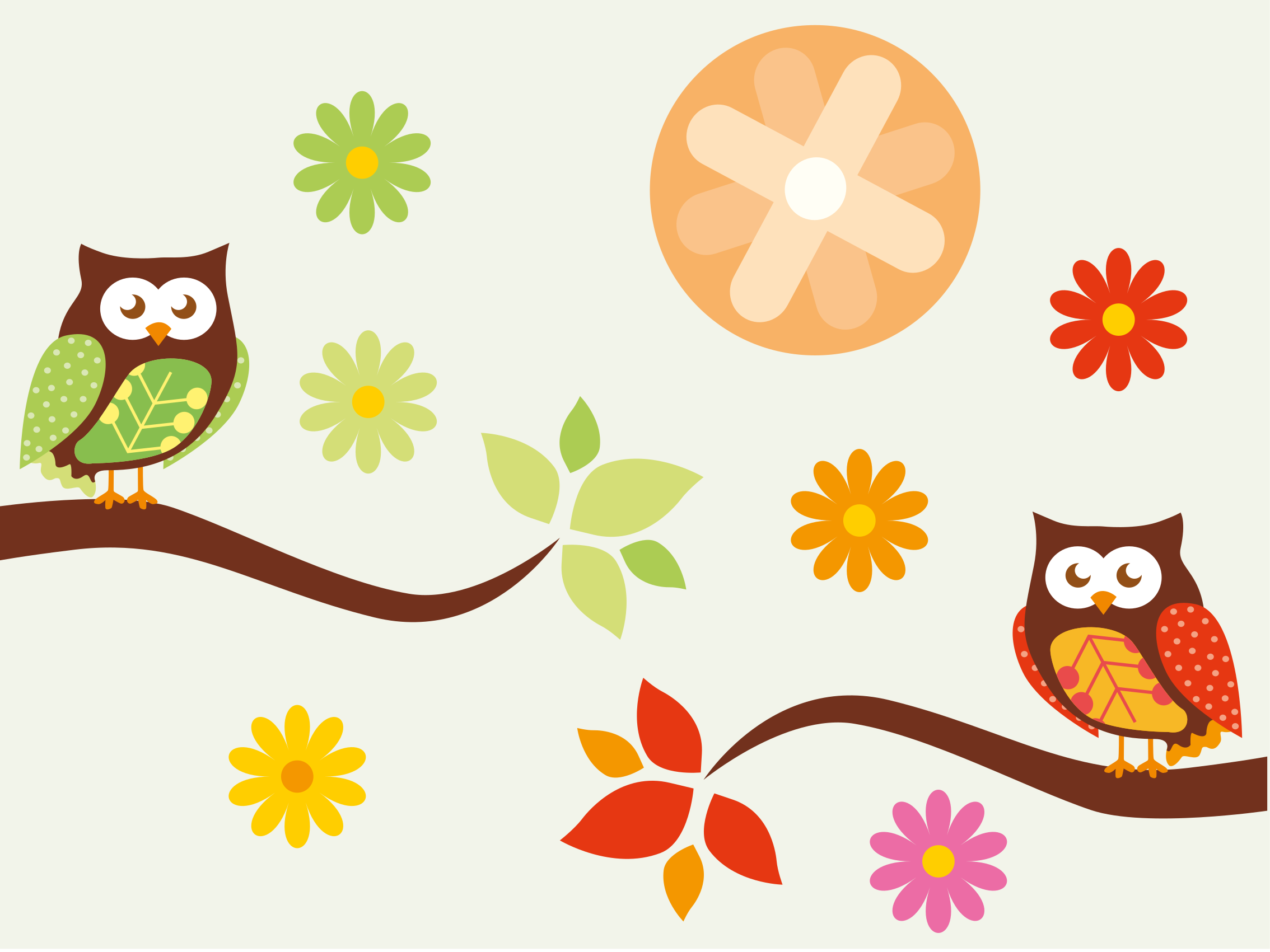 Alfombra vinílica infantil búhos coloridos de guardería - TenVinilo