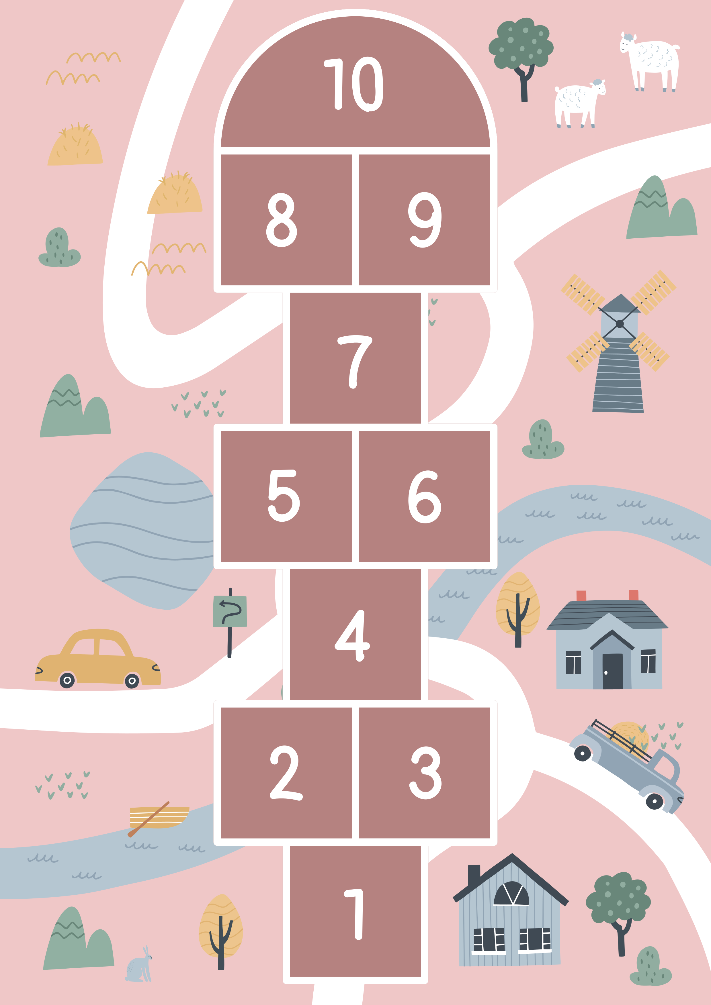 Alfombra vinílica juegos rayuela juguetona para niños - TenVinilo