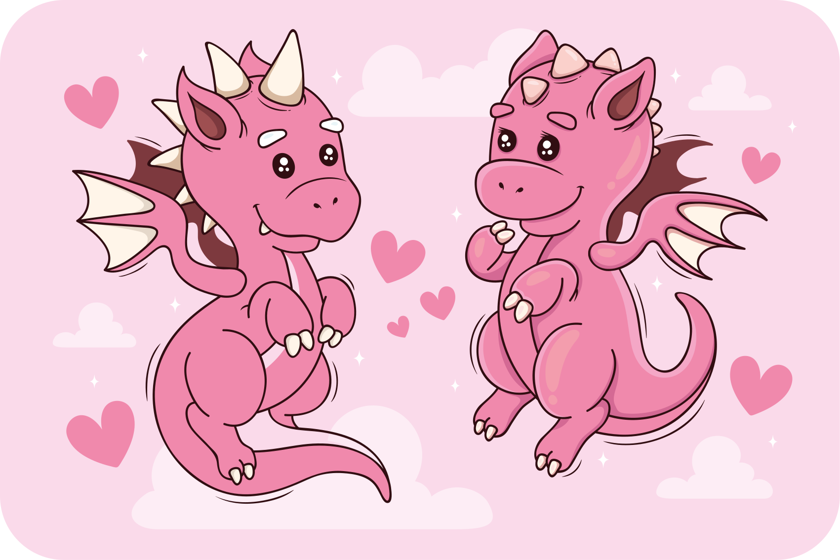 Alfombra vinílica infantil dúo de dragones juguetones - TenVinilo