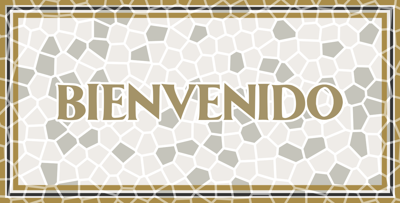 Alfombra vinílica con frase Bienvenido mosaico romano - TenVinilo