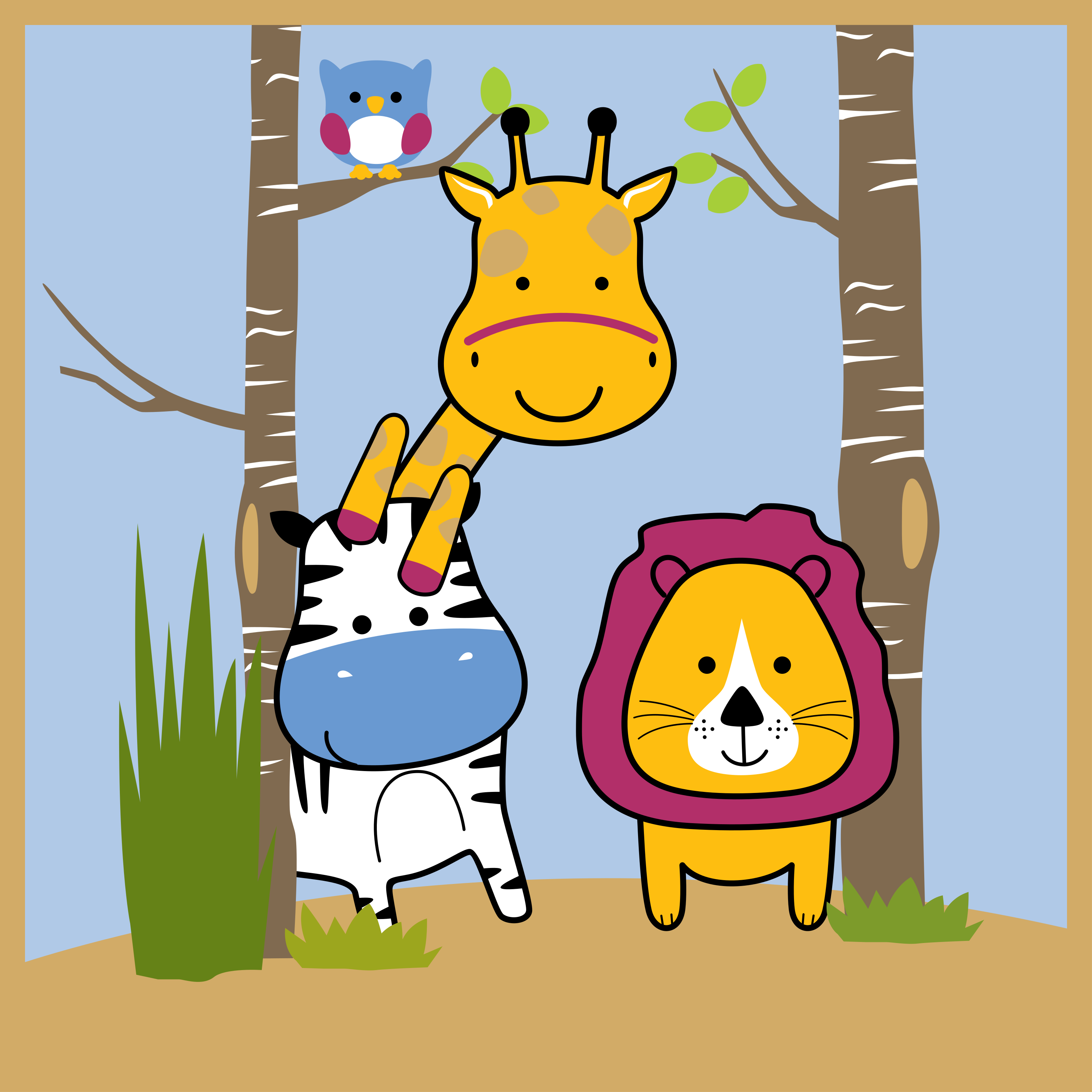 Alfombra vinílica infantil personajes animales - TenVinilo