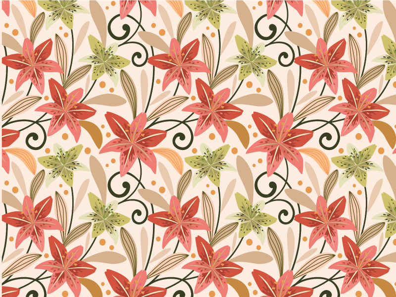 Alfombra vinílica flores Coloridos lirios vintage - TenVinilo