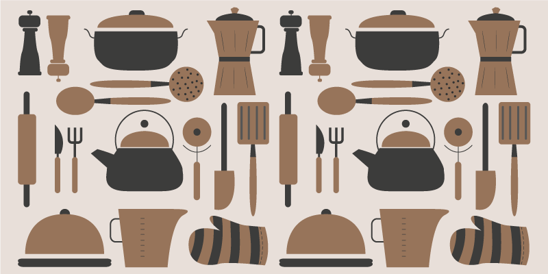 Alfombra vinílica cocina utensilio - TenVinilo